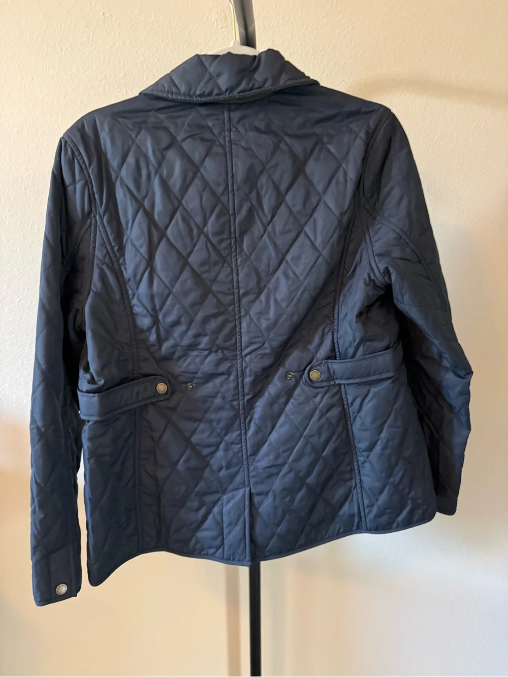 L.L. Bean Navy Quilted Jacket with Plaid Lining - Picture 2 of 3